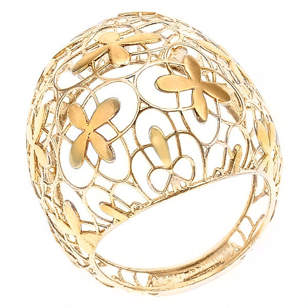 Кольцо в технике 3D литья,объемное,золото 585