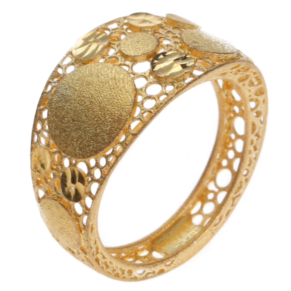 Кольцо с кружками разного размера, покрытие золото